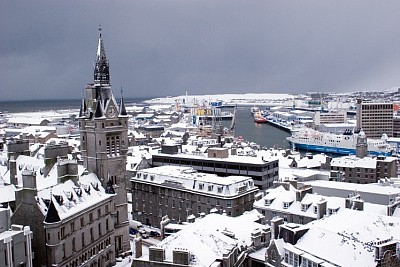 Snow Covered Aberdeen Harbour