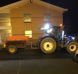 Tractor on an early morning gritting round